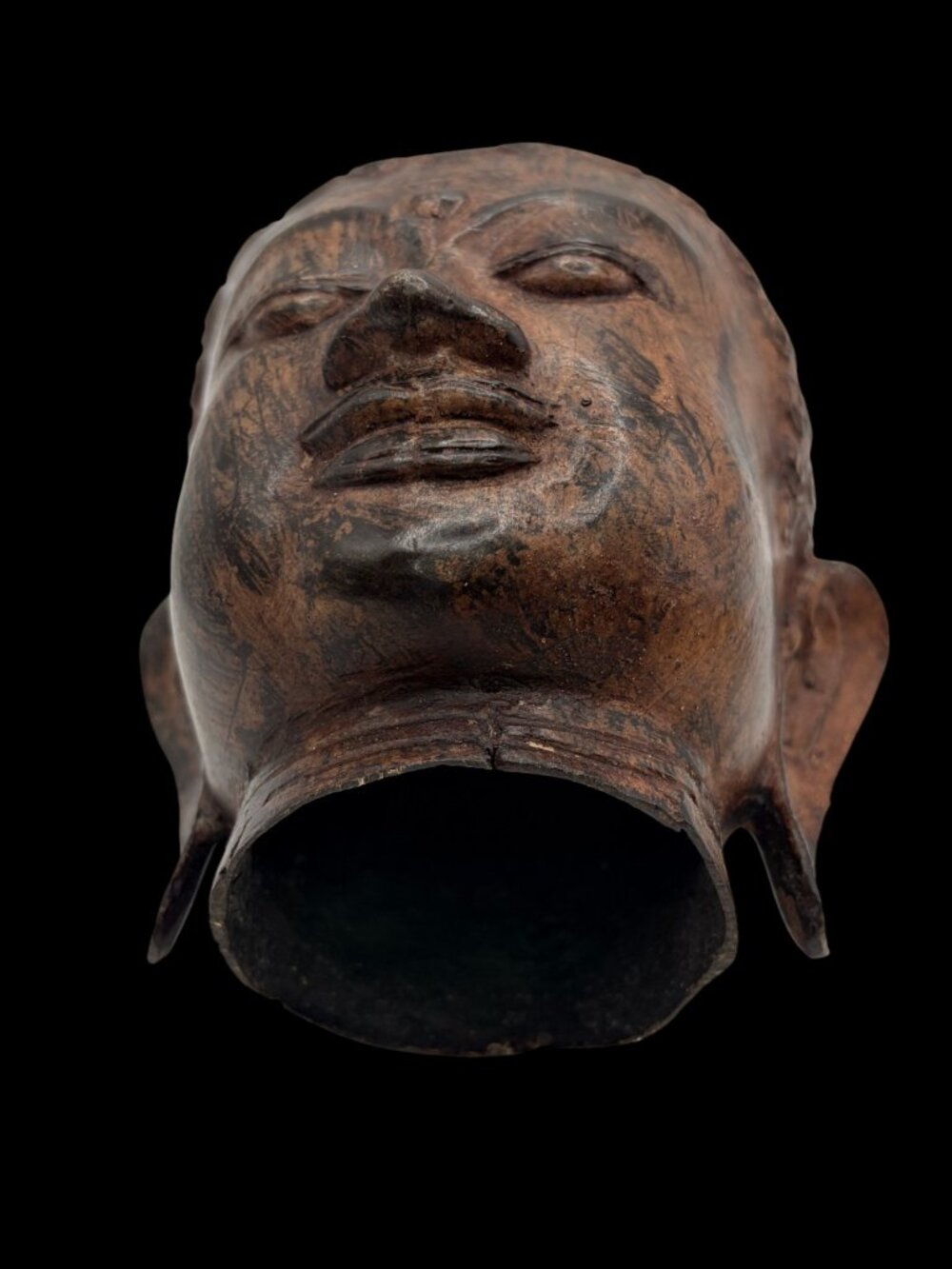 Antique Style Bronze Sukhothai Buddha Head Sculpture Statue Meditation Decor 7" - Picture 8 of 10
